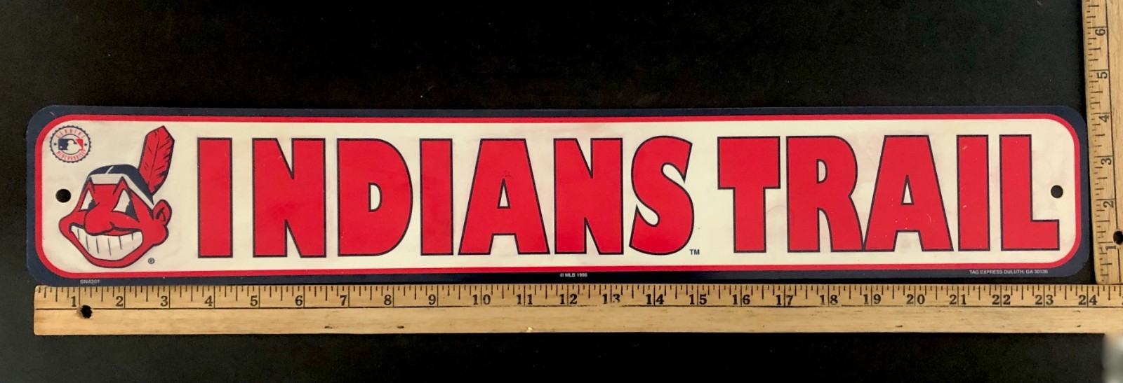 Vintage 1995 Cleveland Indians Indian Trail Sign Genuine MLB Merchandise