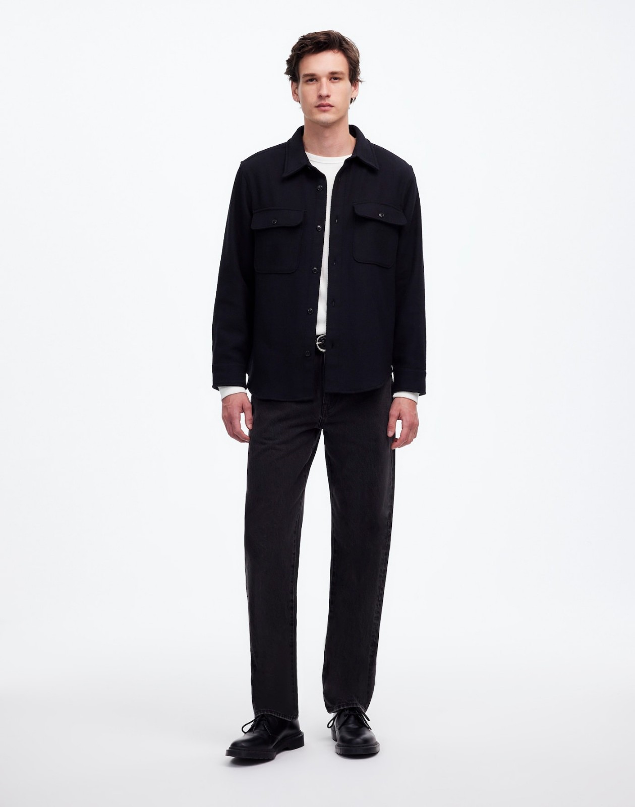 NWT Madewell Men\'s Black Brushed Easy Shirt-Jacket Italian Fabric Size Medium