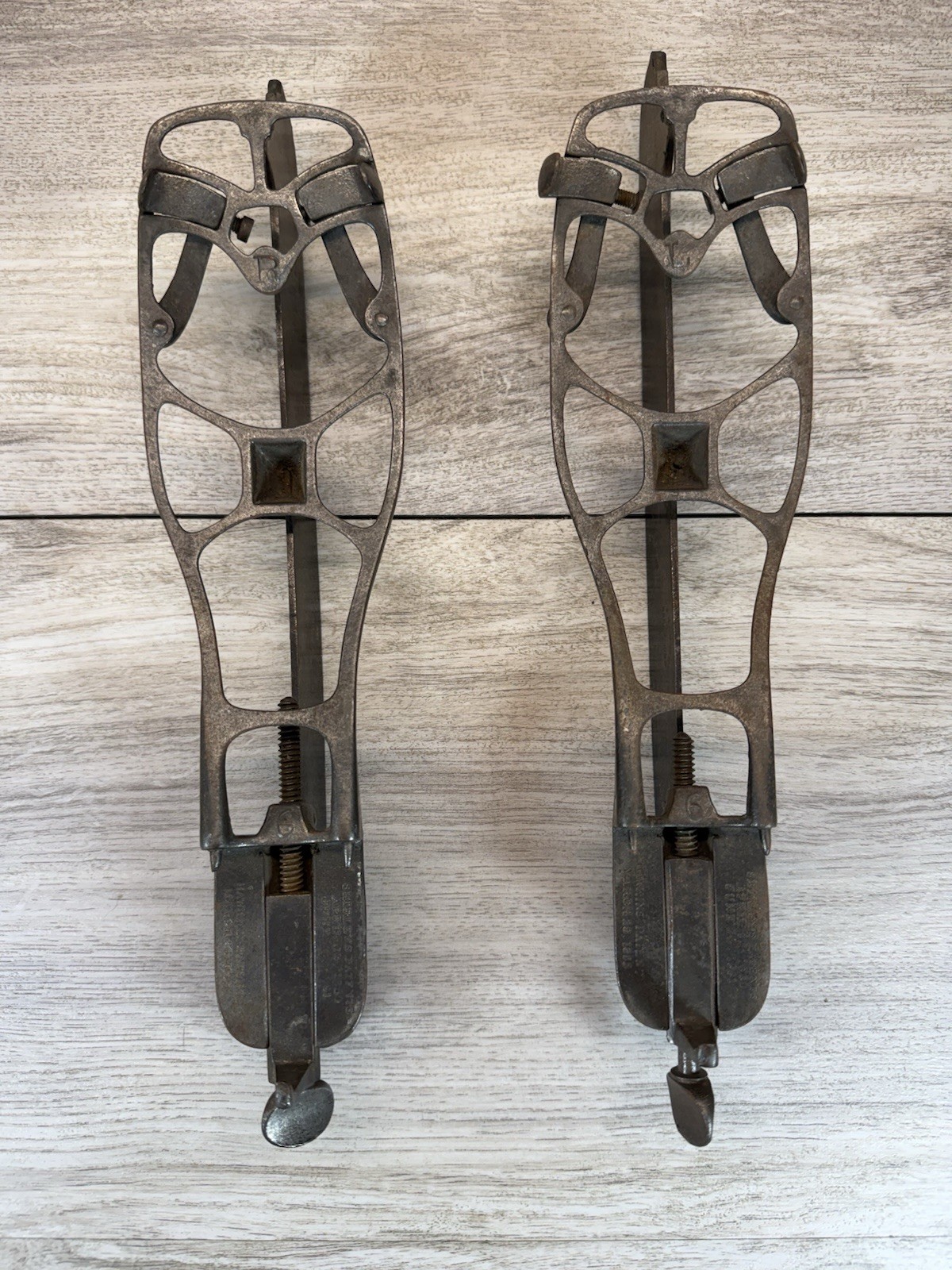 Antique H.W. Hawkins Derby Conn Shirley Patent c1865 Clamp On Ice Skates Pair