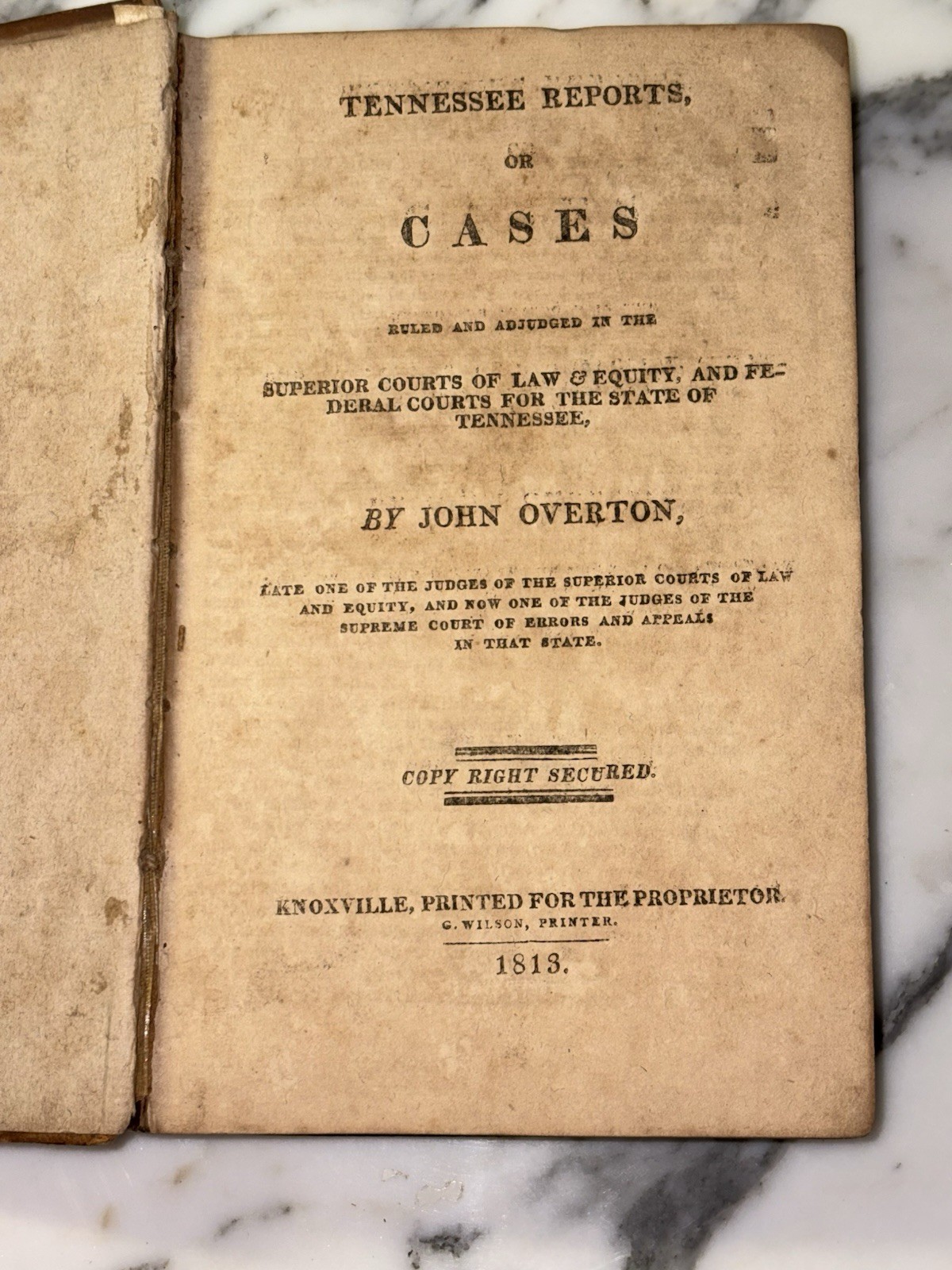 Tennessee Reports By John Overton Antique Book 1813