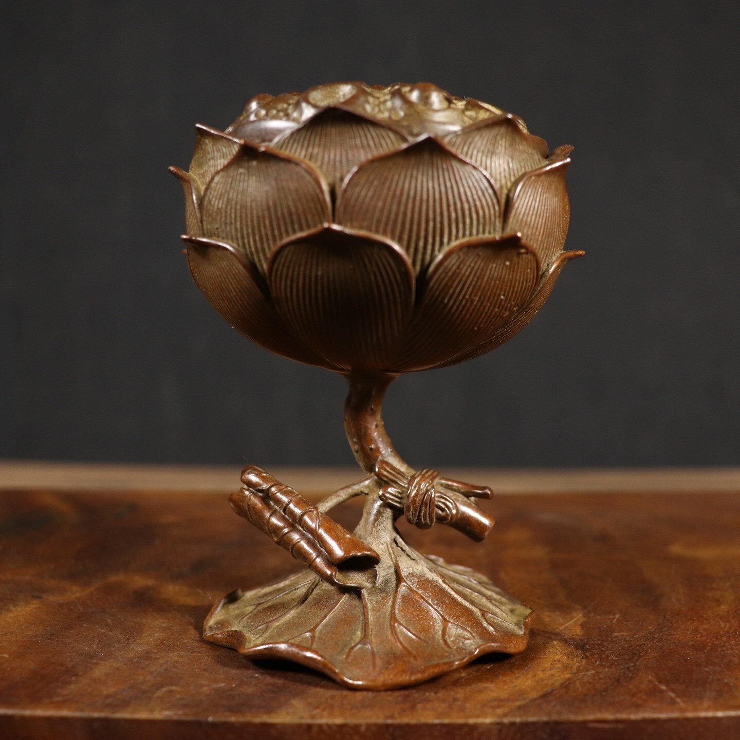 Antique Pure Copper Lotus Incense Burner
