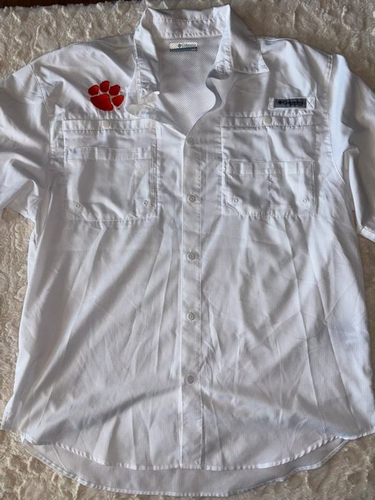 Men’s Medium White Columbia PFG Clemson Men’s Medium White Columbia PFG Clemson