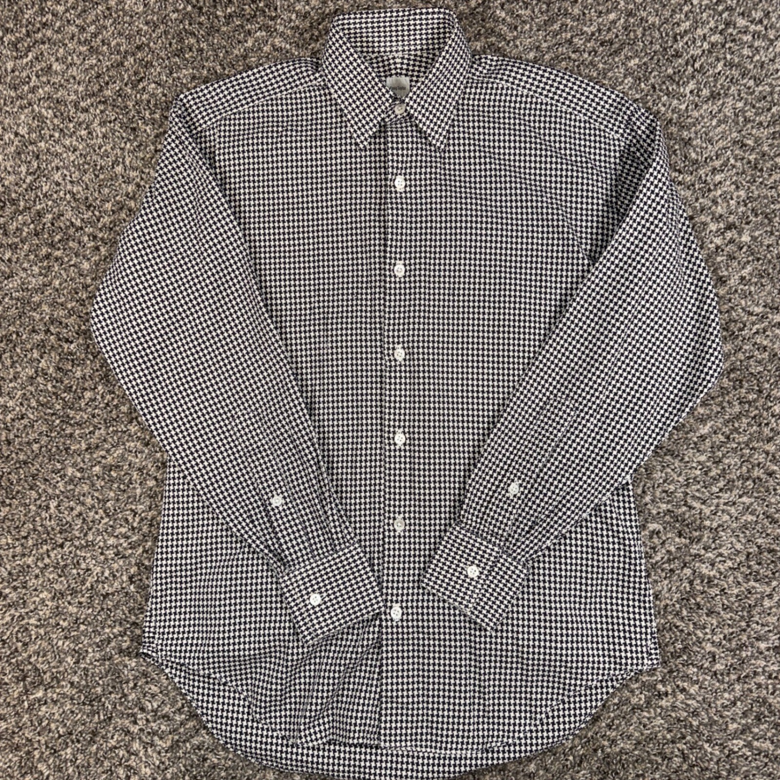 Craig Taylor Vintage Small Houndstooth Button Down Shirt Egyptian Cotton Mens Craig Taylor Vintage Small Houndstooth Button Down Shirt Egyptian Cotton Mens