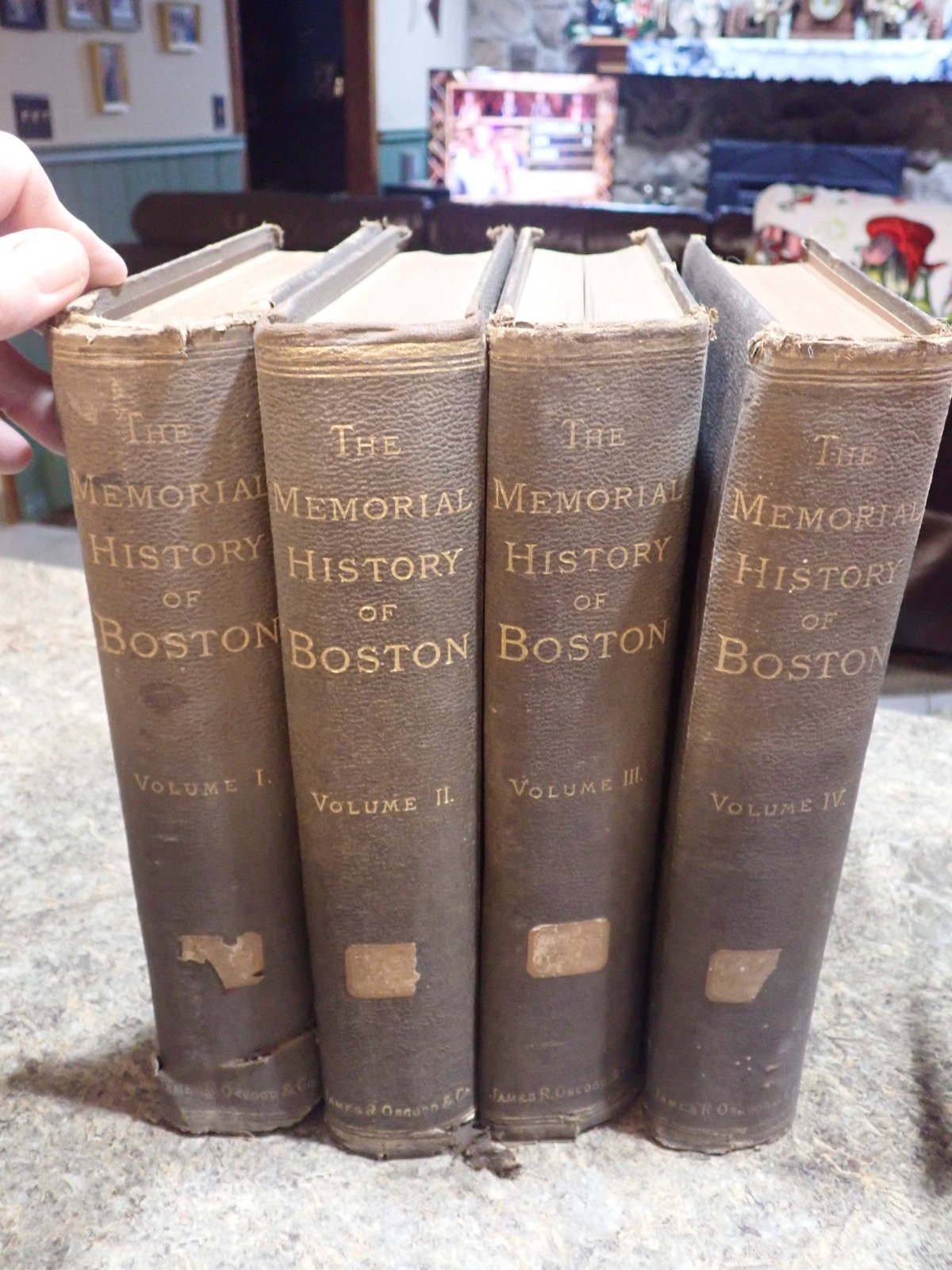 Antique 1881 Memorial History of BOSTON  4-Volume Illustrated Set Justin Winsor