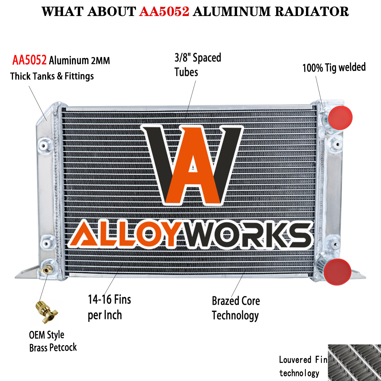 ALLOYWORKS 4 Row Aluminum Radiator Fit VW Scirocco Pro Stock Style Drag Racing#.