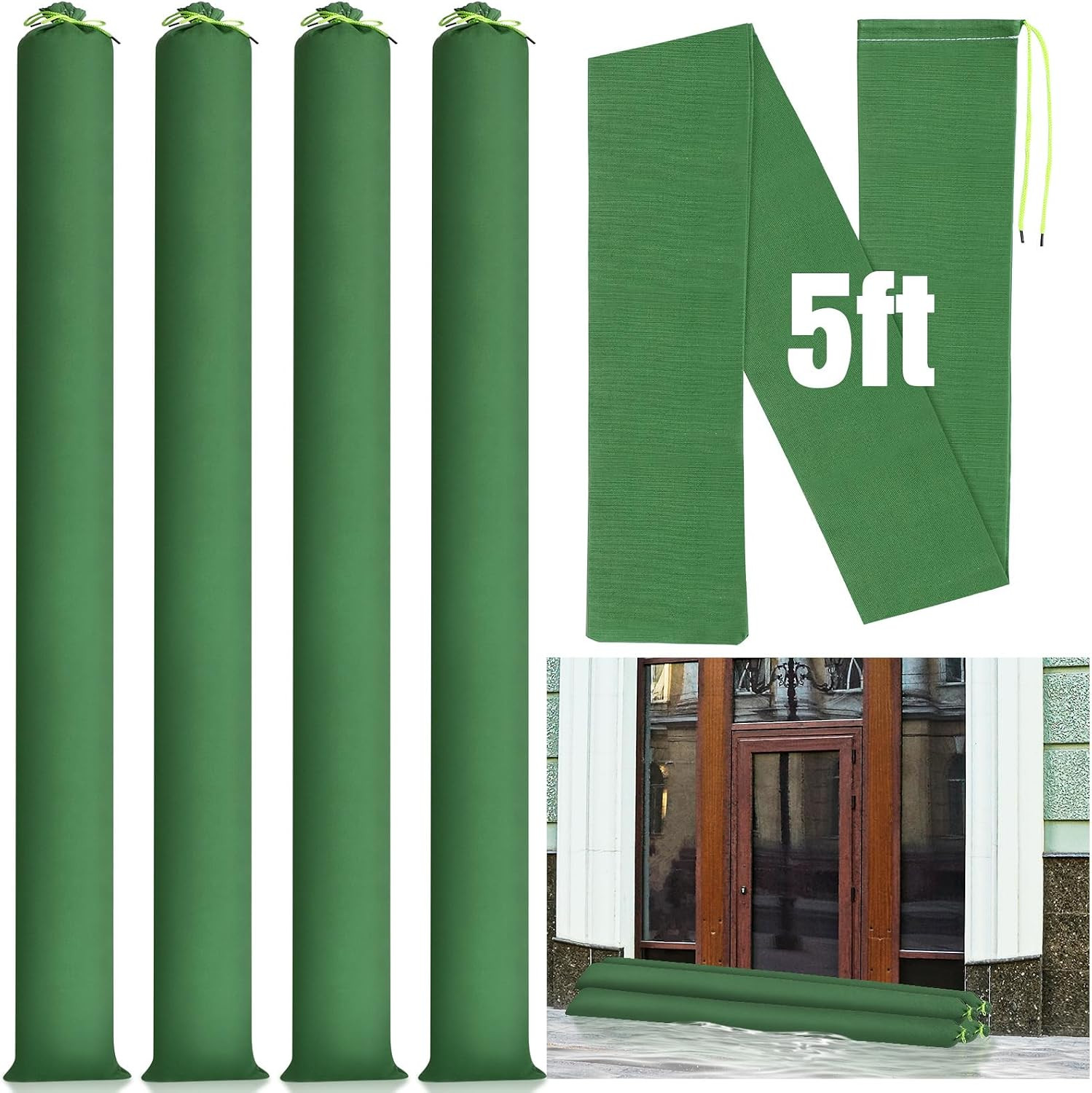 4 Pcs 5 Ft Sandbags for Flooding, Flood Prevention Sand Tube Bags 4 Pcs 5 Ft Sandbags for Flooding, Flood Prevention Sand Tube Bags