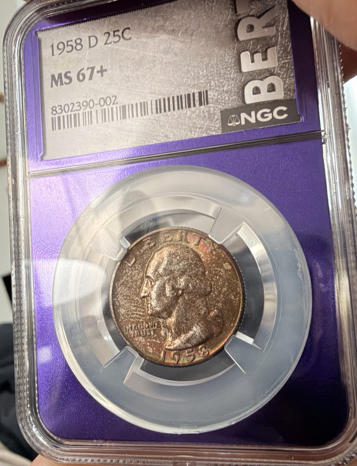 1958-D Washington Quarter NGC MS67+ Monster Rainbow 🌈 Toning CONDITION RARITY
