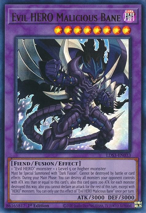 YUGIOH 1x Evil HERO Malicious Bane Ultra Rare LDS3-EN033 NM