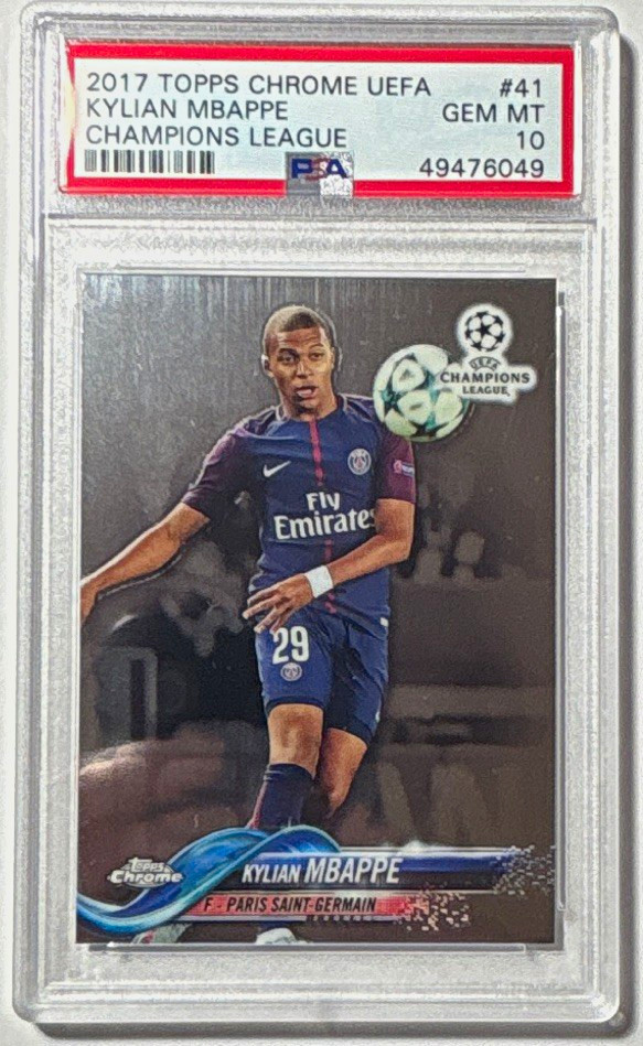 2017 Topps Chrome UEFA Champions League #41 Kylian Mbappe PSG PSA 10