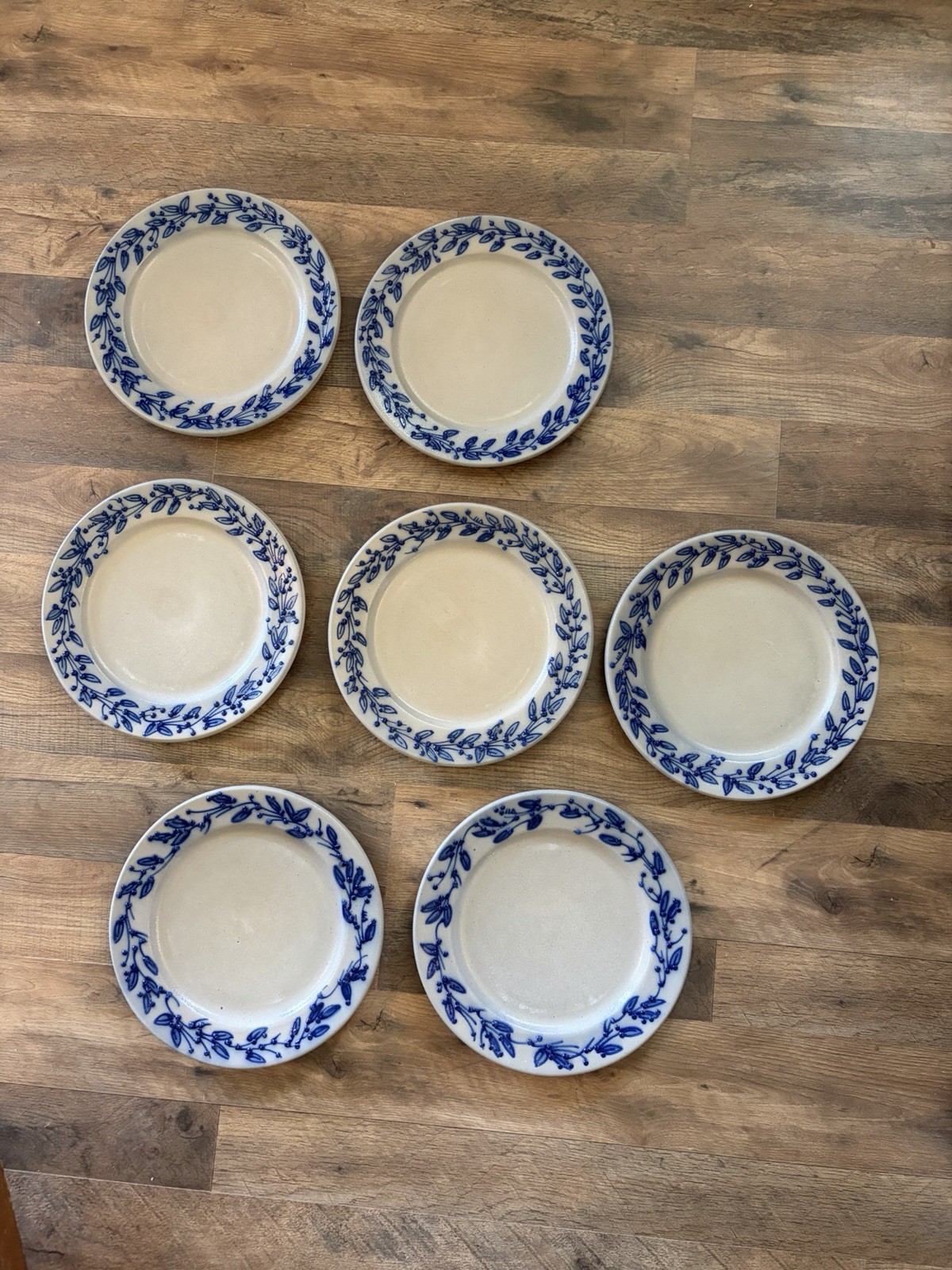 7 Salmon Falls Pottery 10” Plates Salt Glaze Stoneware 2001 2002 2005 Blueberry 7 Salmon Falls Pottery 10” Plates Salt Glaze Stoneware 2001 2002 2005 Blueberry