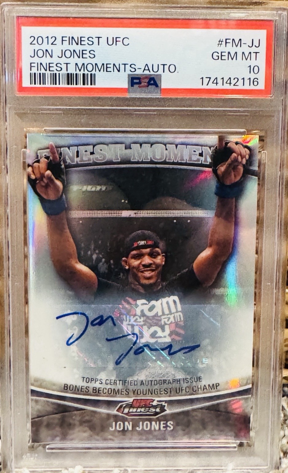 2012 Topps Finest UFC Jon Jones Finest Moments Auto #FM-JJ PSA 10 GEM MINT
