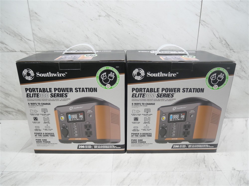 Lot of 2 NEW in BOX -Southwire Elite 300 Series Portable Power Station 53251