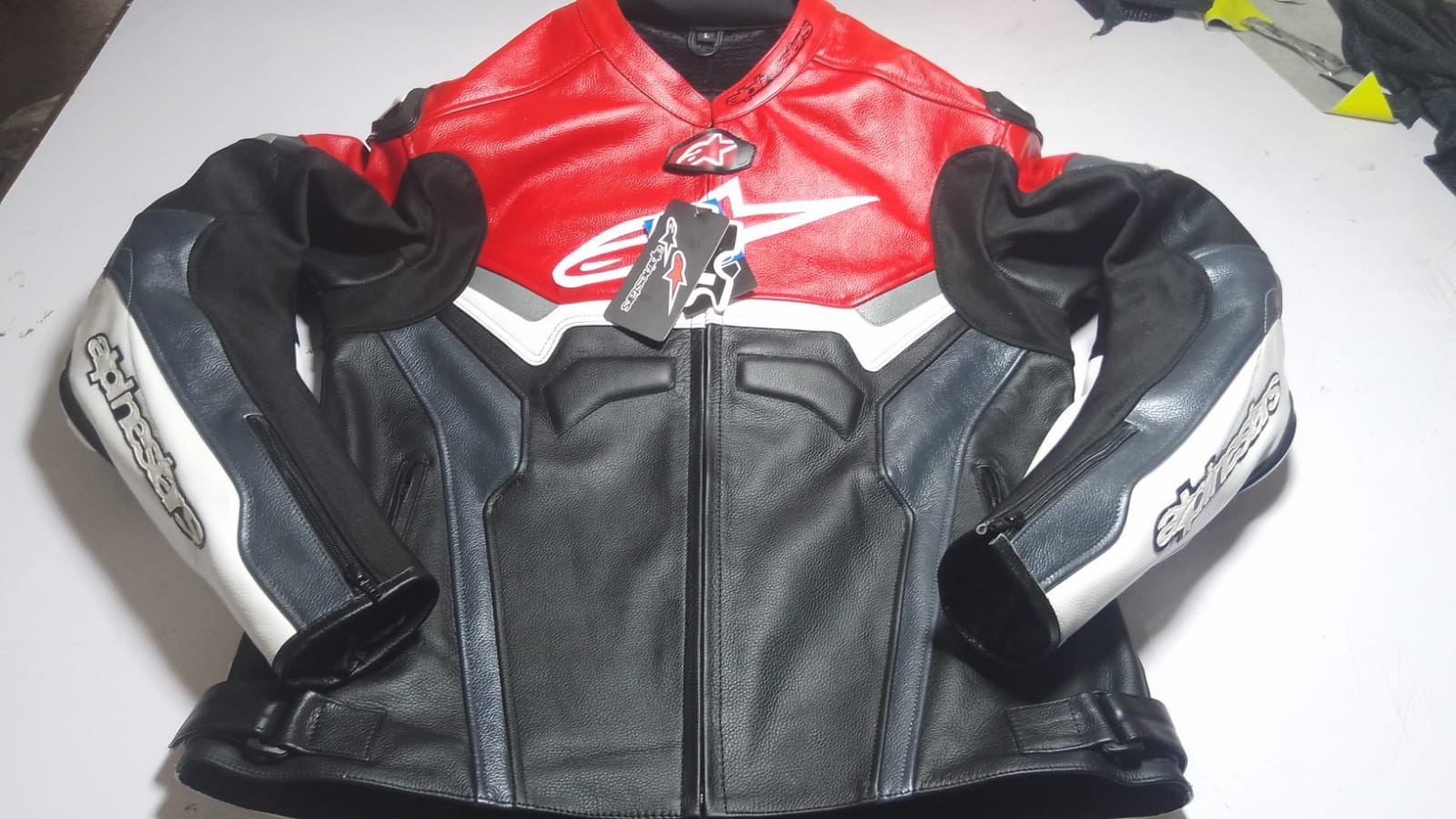 Alpinestars Faster Mens Motorbike Cowhide Leather Racing Motorbike Jacket