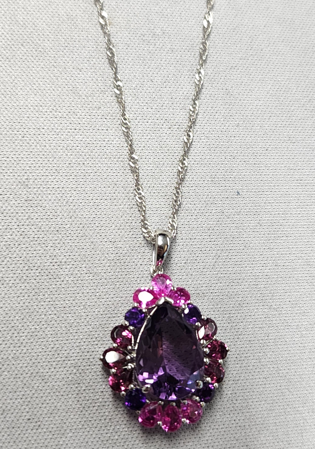 Jtv Purple Canela Amethyst Rhodium Over Sterling Silver Necklace 18\