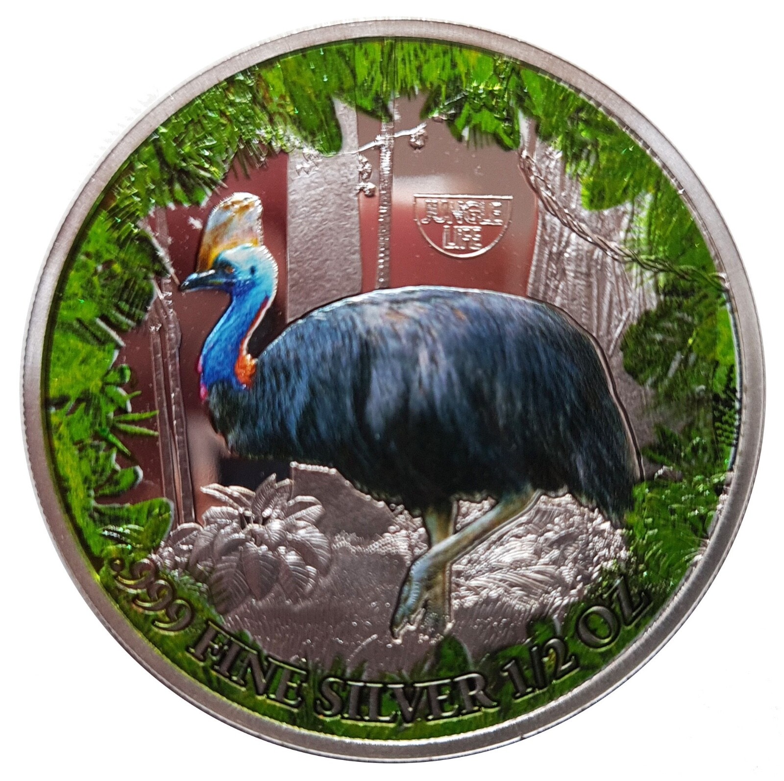 2021 Cameroon Cassowary Bird 999 Silver Color Coin Australia Wildlife WWF Fauna