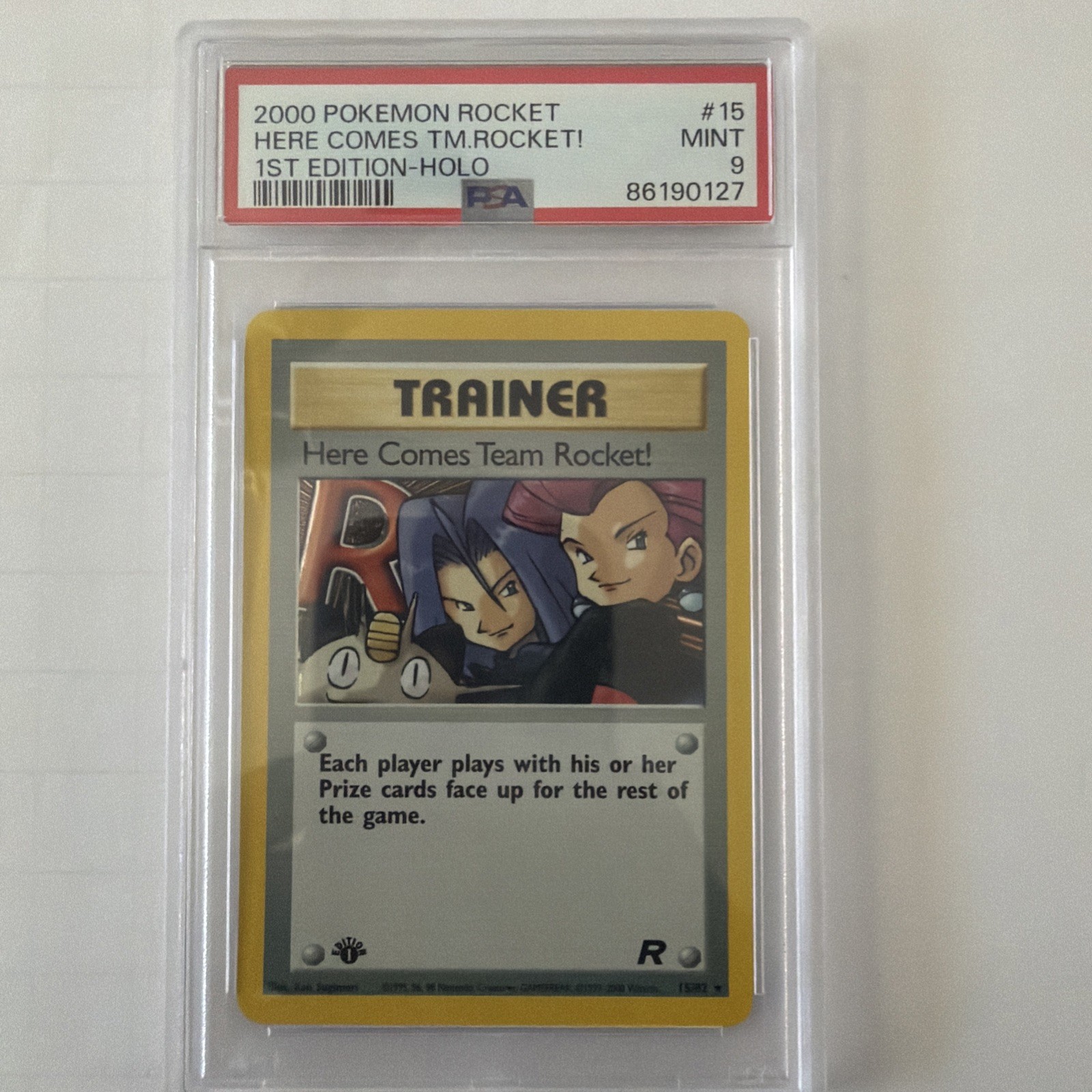 Here Comes Team Rocket 15/82 Team Rocket 1ST EDITION Holo - PSA 9 Here Comes Team Rocket 15/82 Team Rocket 1ST EDITION Holo - PSA 9