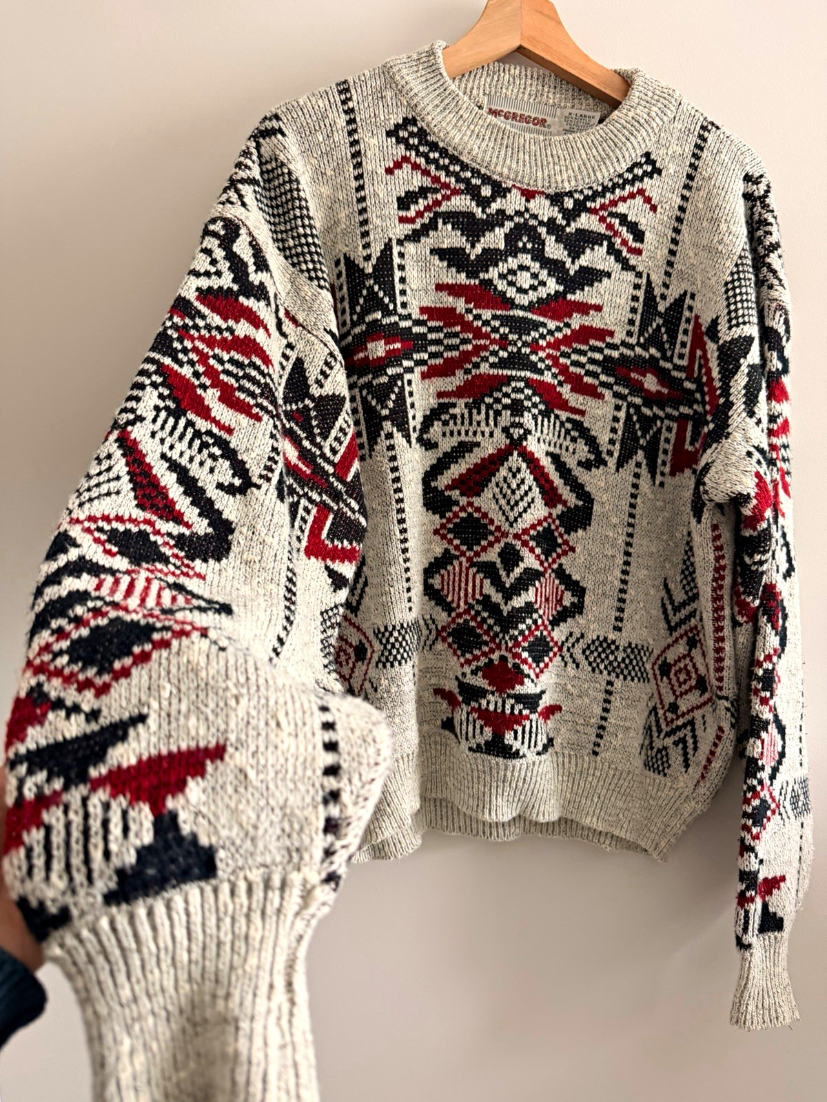 Vintage McGregor Men\'s XL Gray Geometric Knit Crewneck Long Sleeve Sweater Vintage McGregor Men\'s XL Gray Geometric Knit Crewneck Long Sleeve Sweater