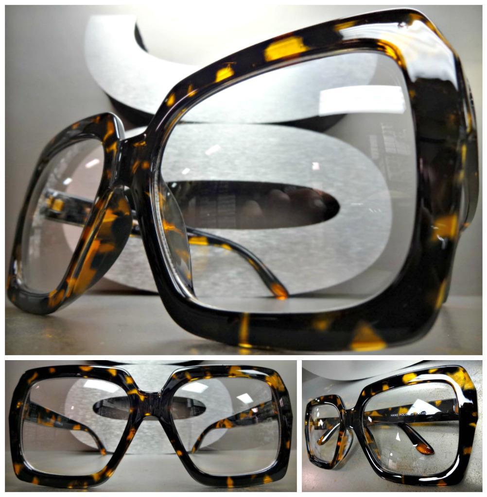 HUGE OVERSIZE VINTAGE Style Clear Lens EYE GLASSES Thick Tortoise Fashion Frame