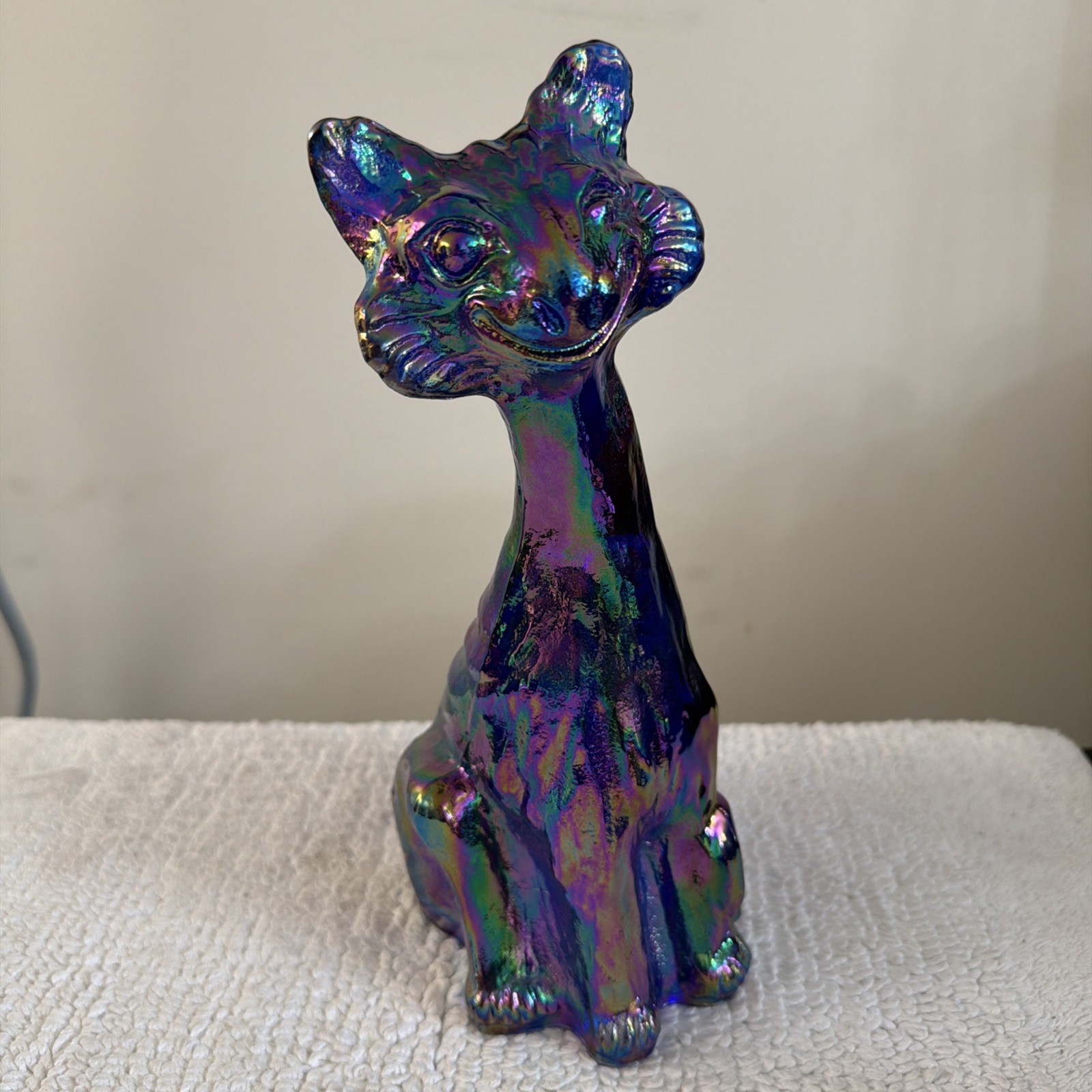 Fenton Cobalt Carnival Glass Winking Alley Cat Fenton Cobalt Carnival Glass Winking Alley Cat
