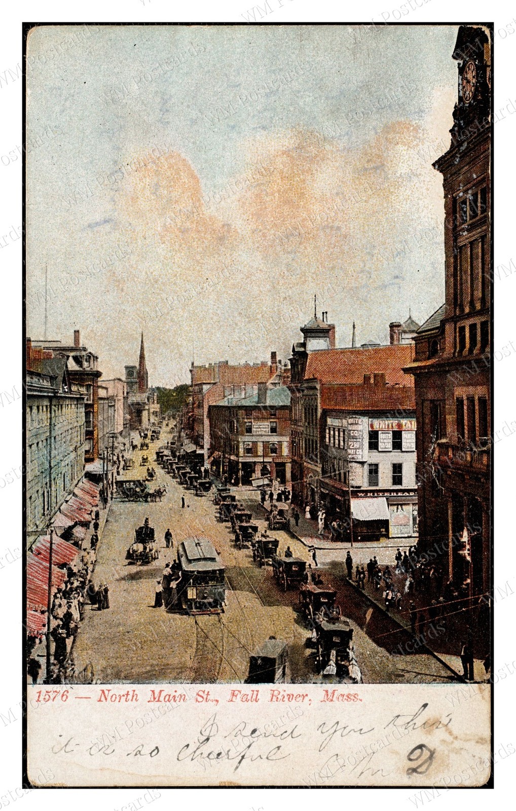 Fall River Massachusetts 1900s North Main Street Streetcar Standard Postcard