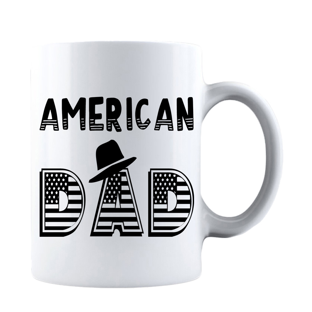 Funny Fathers Day USA Flag American Dad Mug Gift for DAD Coffee Mug Daddy