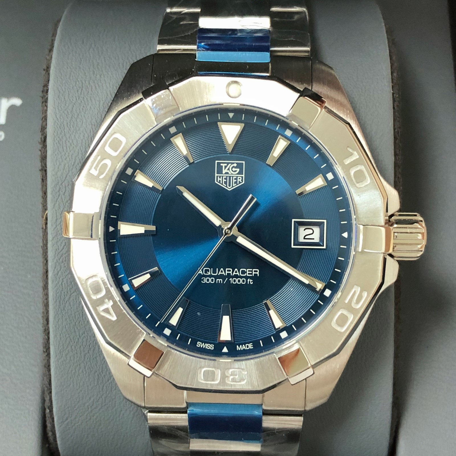 TAG-Heuer-Aquaracer-WAY1112.BA0828-41mm-Blue Dial Quartz-Excellent Pre-owned