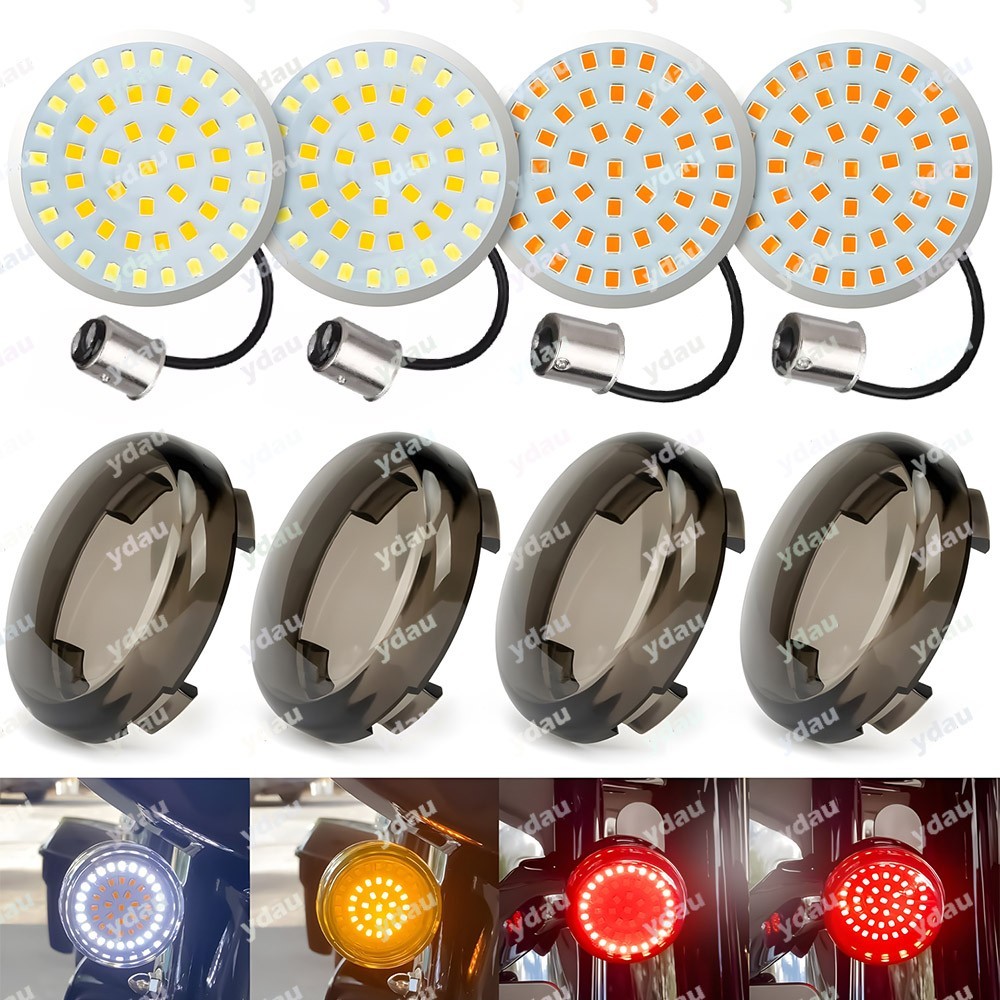 1157 LED Turn Signal Lights Smoke Lens For Harley Touring Sportster Softail Dyna