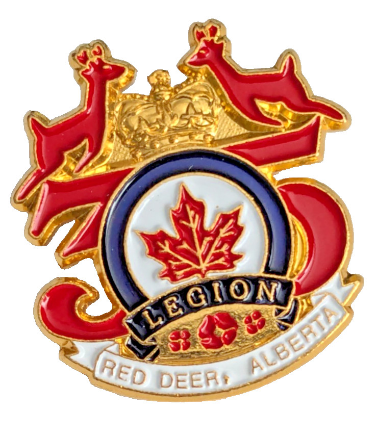 Vintage Royal Canadian Legion Red Deer Alberta Enamel Pin Badge Laurie Artiss