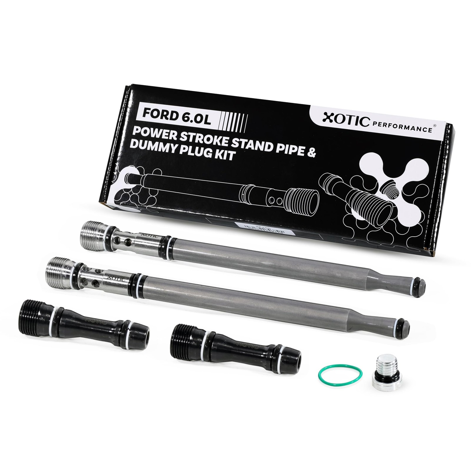 Stand Pipe & Dummy Plug Kit for 2004.5-2010 6.0L Ford Powerstroke | Black 