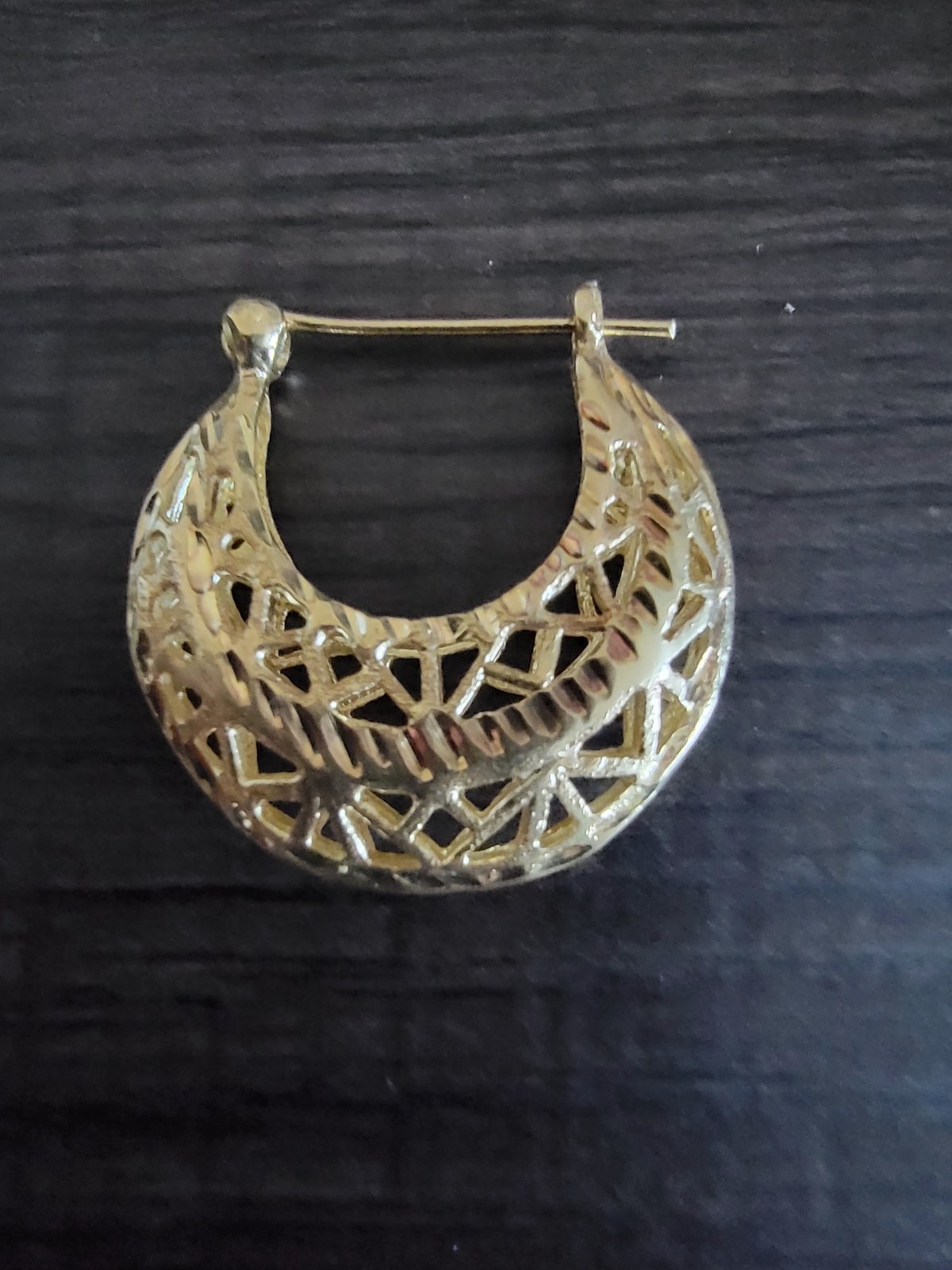 14K Solid Yellow Gold Crescent Hoop Earrings for Women