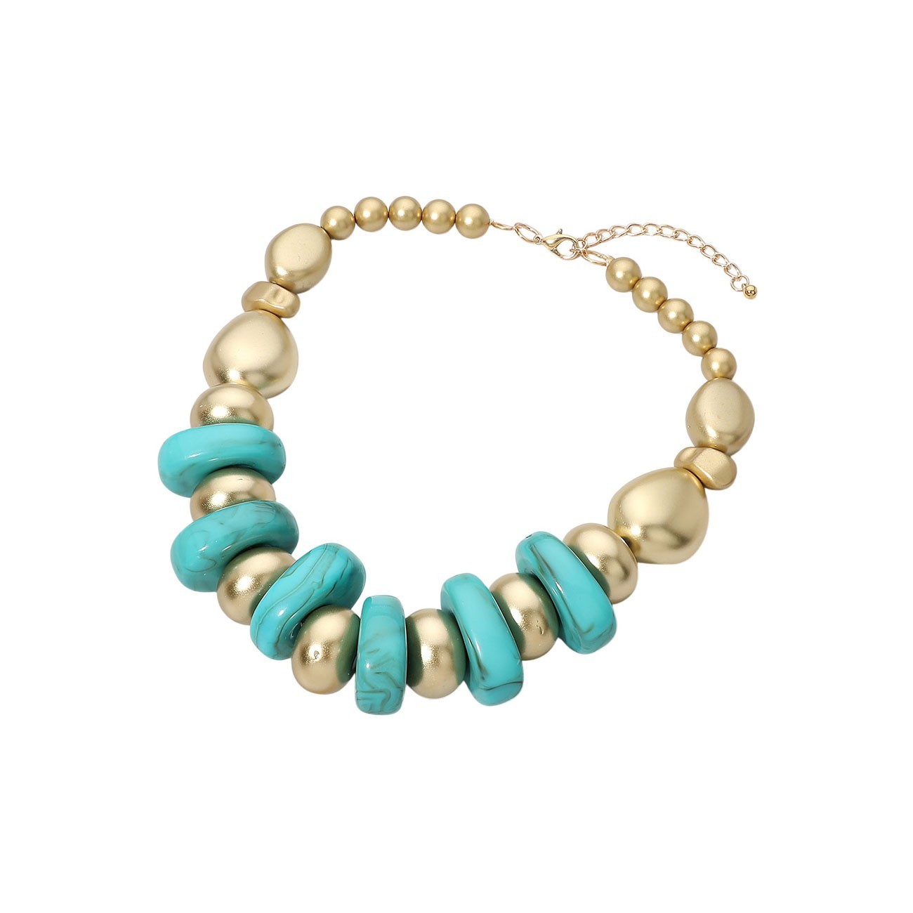 TIGERSTARS BOLD TURQUOISE CHUNKY BEADED STATEMENT NECKLACE