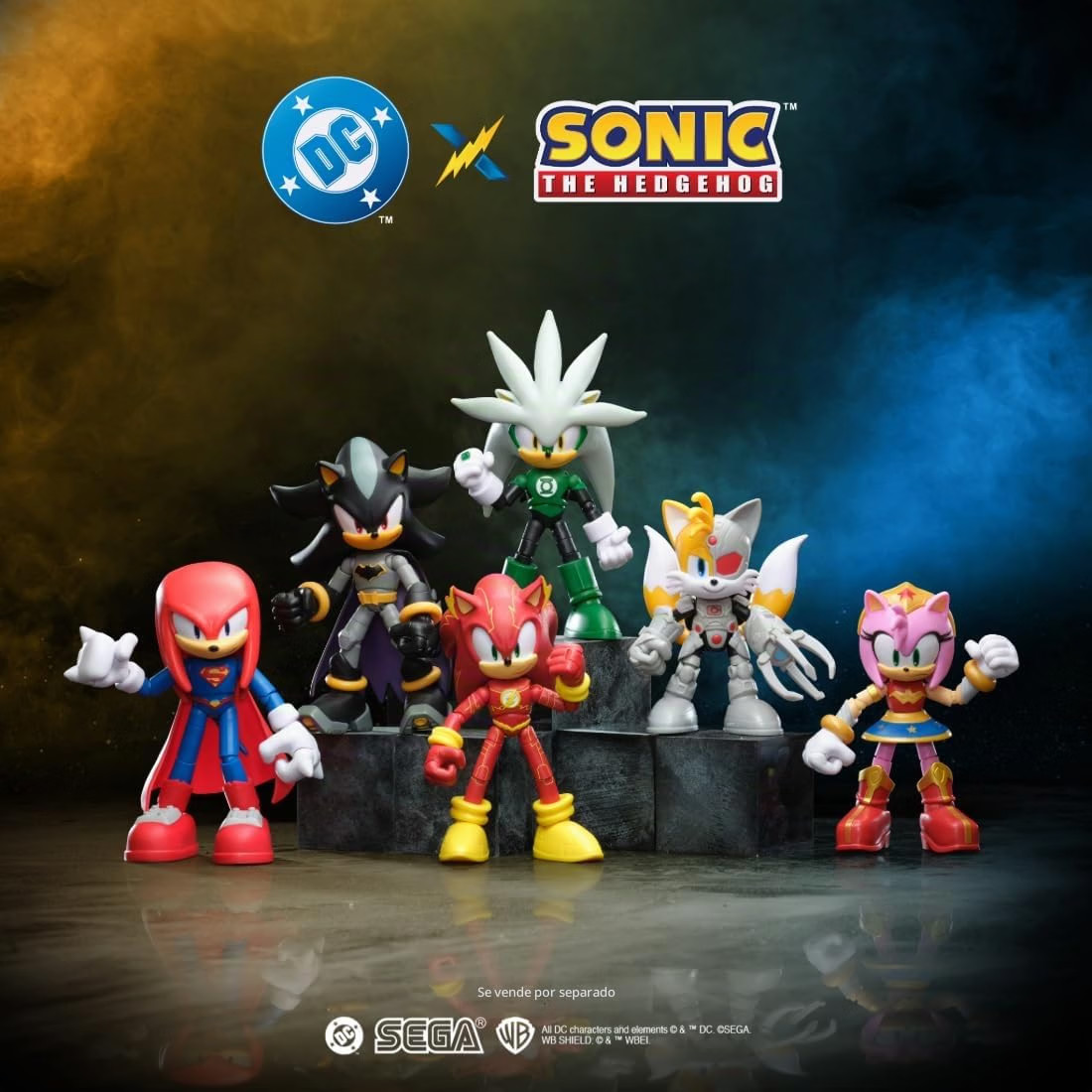 Sonic the Hedgehog Silver Green Lantern Action Figure DC x Sonic Crossover NEW