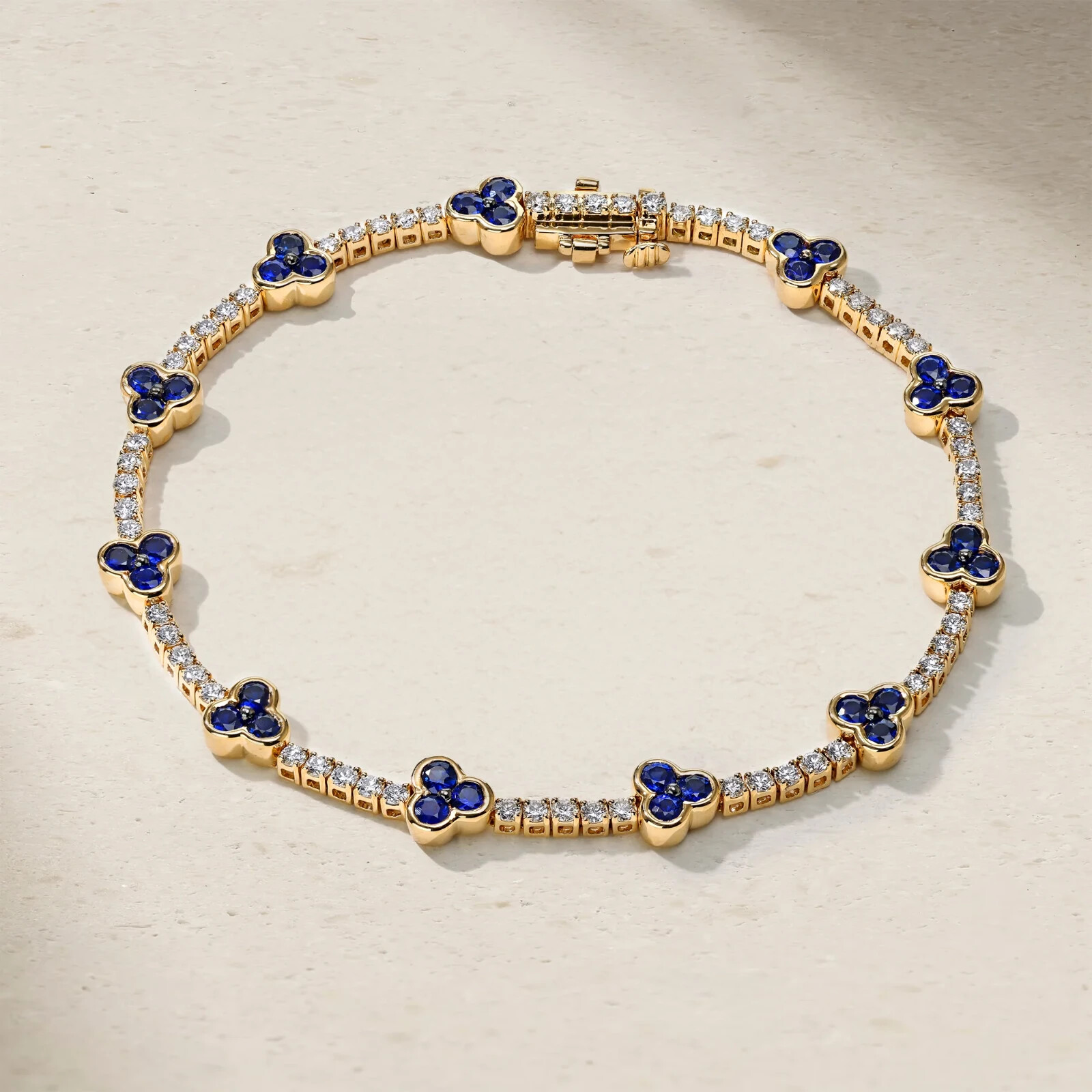 7.19 Ct Round Cut Simulated Sapphire 925 Sterling Silver Elegant Tennis Bracelet 7.19 Ct Round Cut Simulated Sapphire 925 Sterling Silver Elegant Tennis Bracelet