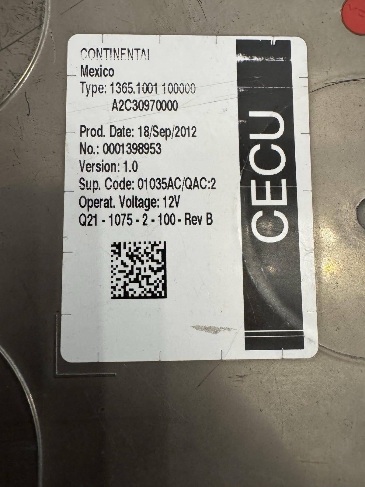 Peterbilt/Kenworth/Paccar Cecu Cab Control Unit Q21-1075-2-100-rev B