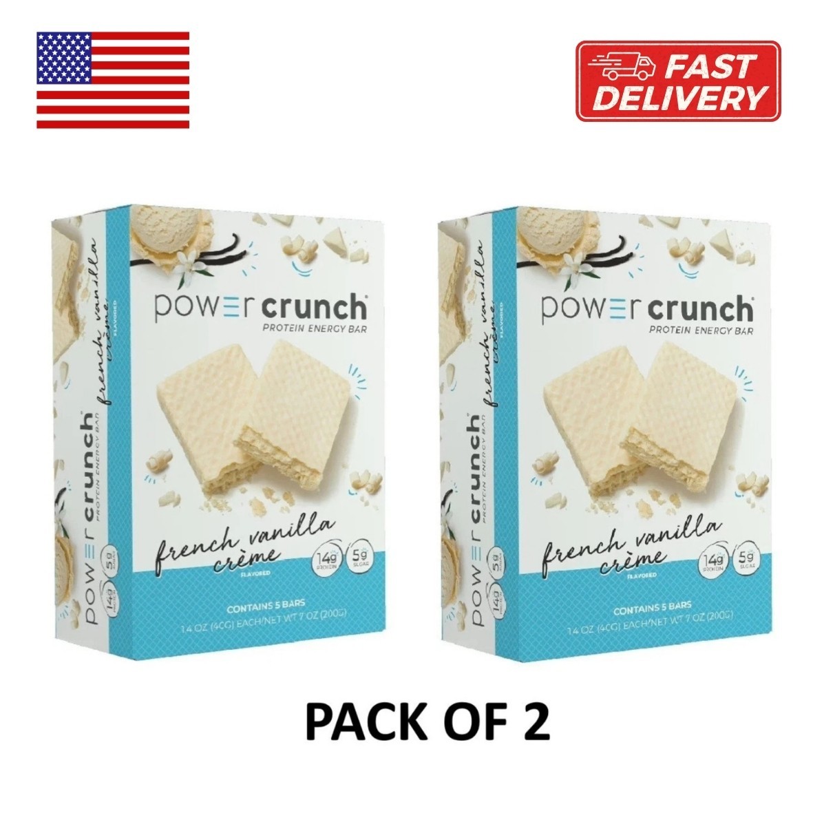 (2 pack) Power Crunch Original Protein Bars French Vanilla Cream 1.4 oz (2 pack) Power Crunch Original Protein Bars French Vanilla Cream 1.4 oz