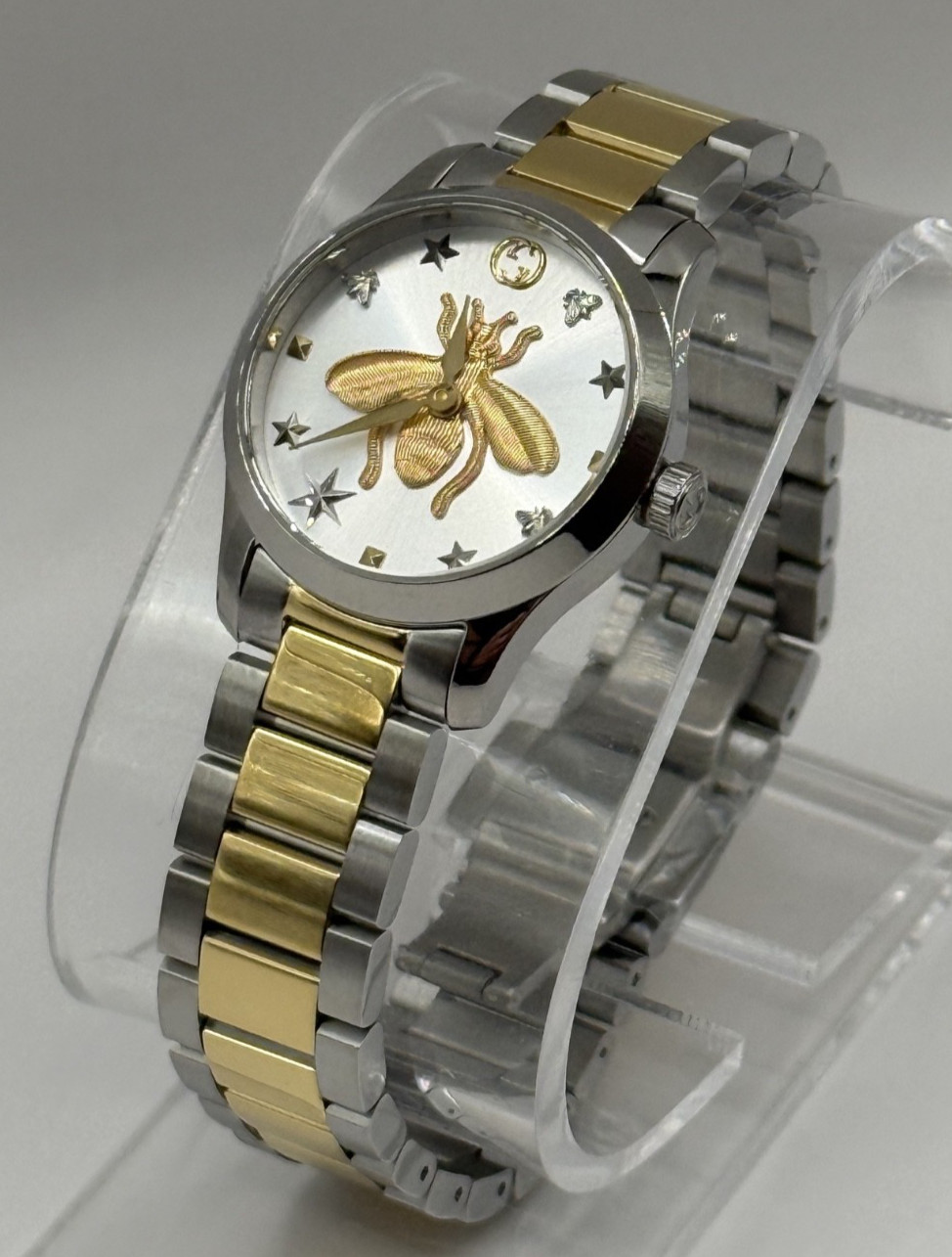 GUCCI Gucci G Timeless Silver Dial Two Tone Steel Strap Watch YA126599 27mm