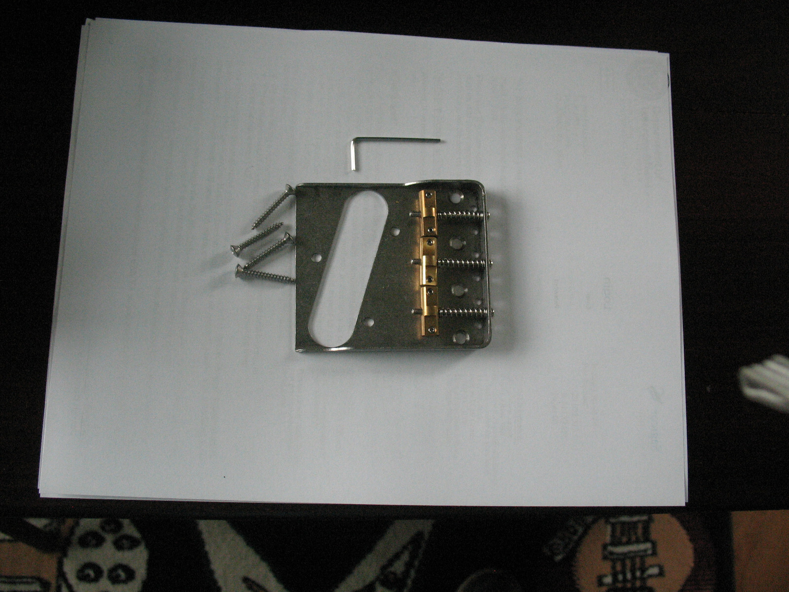 Custom 304 Stainless Steel modified Telecaster bridge plate with brass saddles