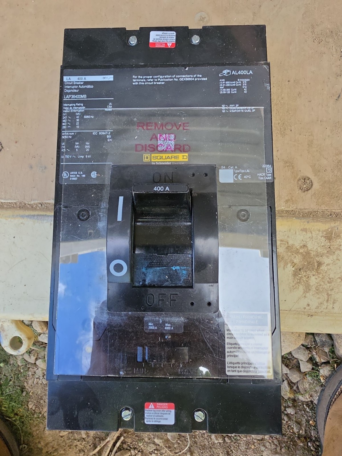 Square D LAP36400MB 400A 3-Pole 600V Circuit Breaker, Type LA Square D LAP36400MB 400A 3-Pole 600V Circuit Breaker, Type LA