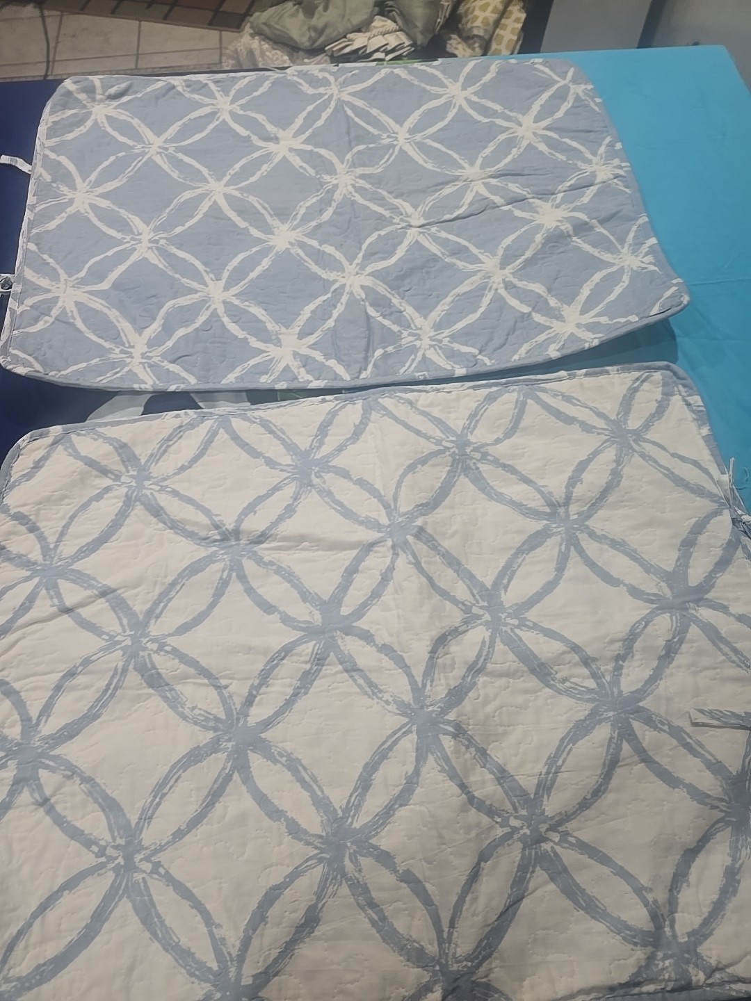 Pair Tarahi Blue & White Wedding Circles QUILTED 100% Cotton STANDARD Shams 2 Pair Tarahi Blue & White Wedding Circles QUILTED 100% Cotton STANDARD Shams 2