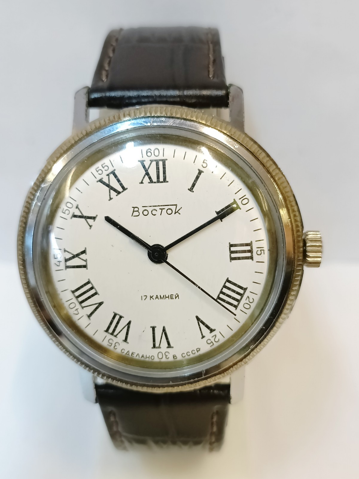VOSTOK 17J WINDING WHITE DIAL MEN'S WORKING CONDITION