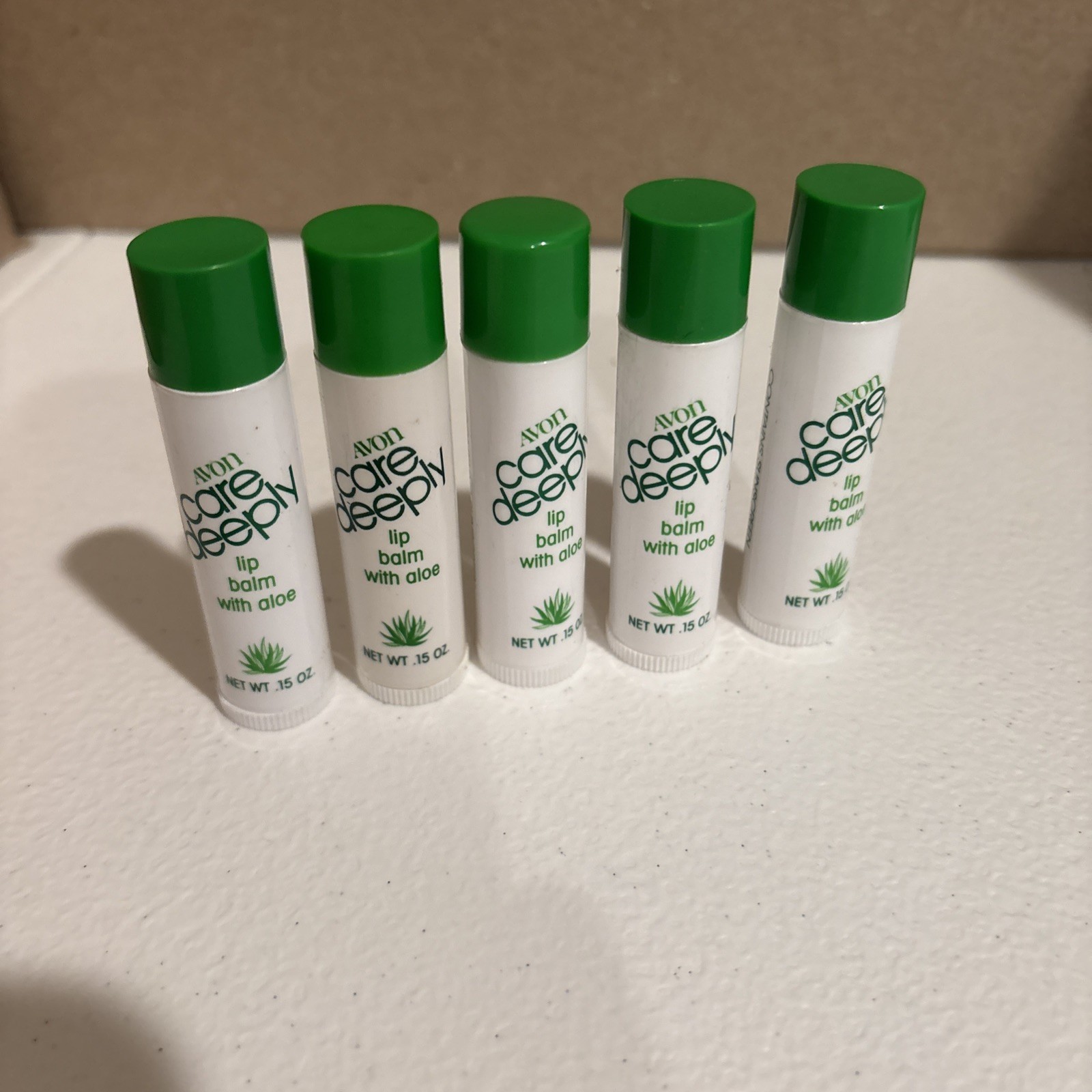 Avon VTG Care Deeply Lip Balm With Aloe Set Of 5 NOS 1991 Discontinued