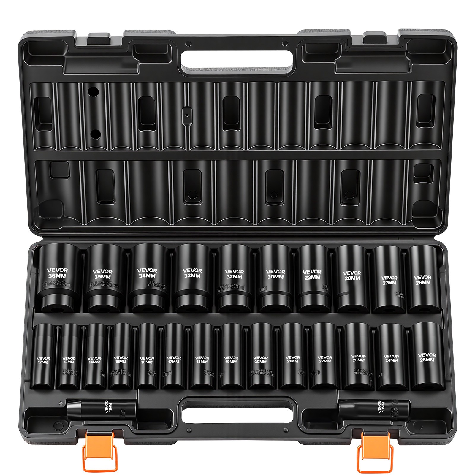 VEVOR Impact Sockets Set 1/2 Inch Drive 26 PCS SAE 10mm - 36mm Deep 6-Point
