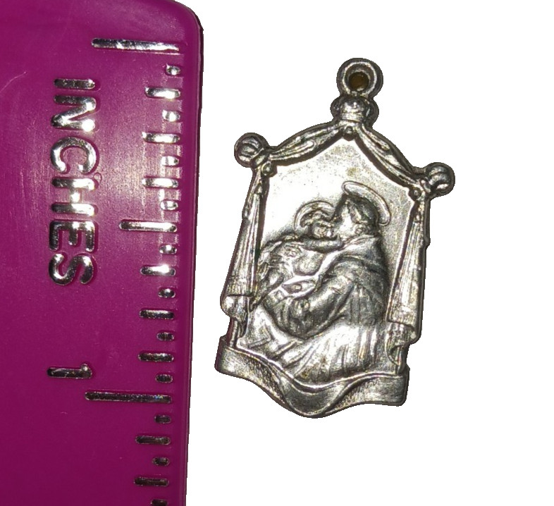 Vintage Medal Pendant St Anthony Catholic Christian Religious Prayer Rosary