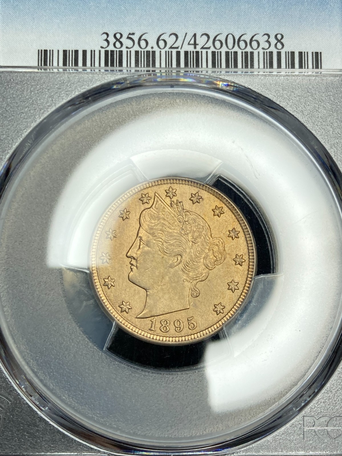 1895-P High-End PCGS MS62 Liberty Head V Nickel | Gold Toning | Sharp Strike
