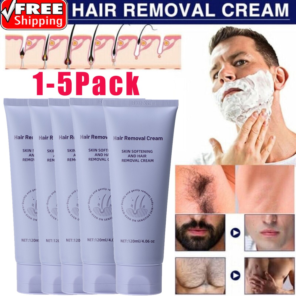 1-5Pcs Permanent Hair Removal Cream Stop Hair Growth Cream For Women & Men 120g