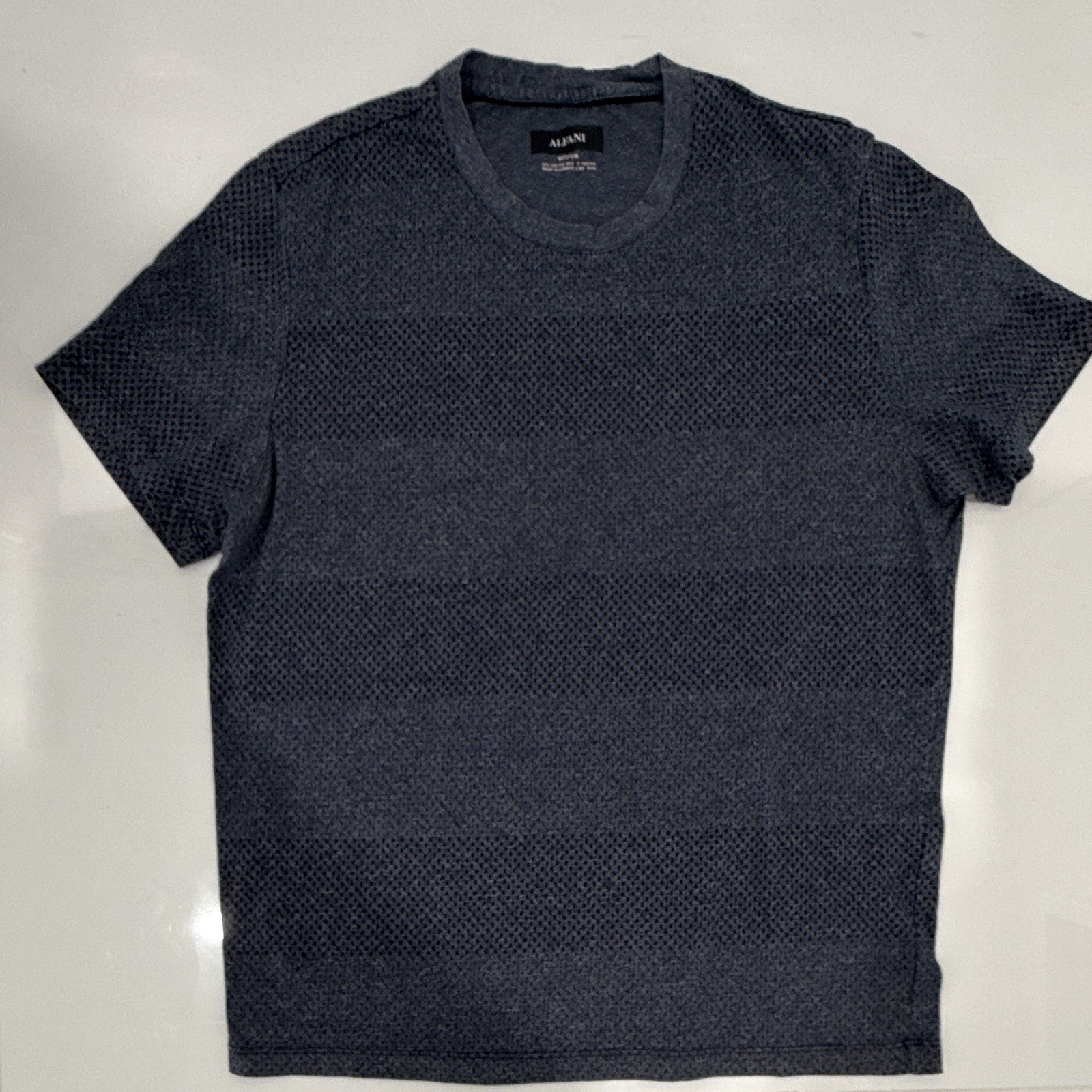 Alfani Men\'s Blue Textured Knit Crew Neck Short Sleeve T-Shirt Size M