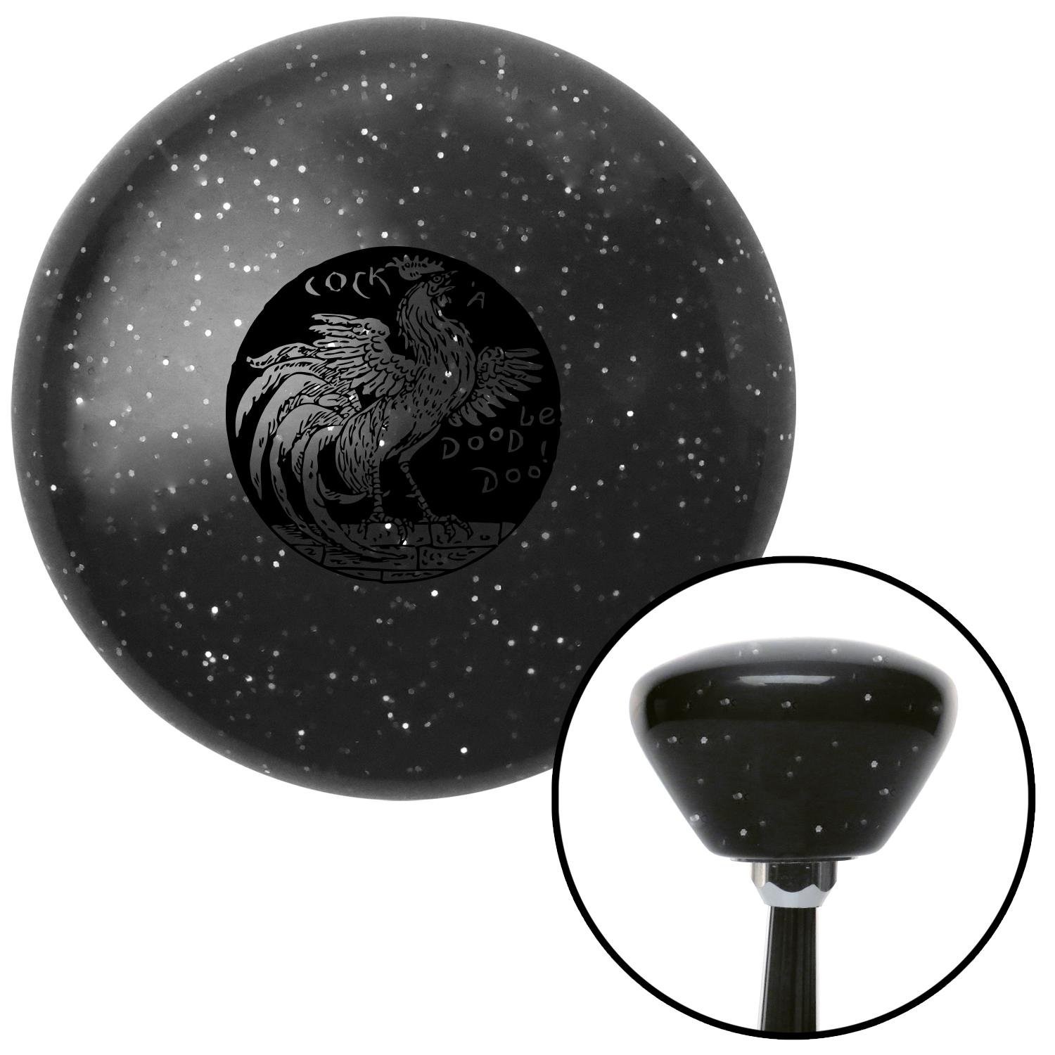 Cock a-doodle-doo Black Retro Metal Flake Shift Knob w/ M16x1.5 Insert Shifter