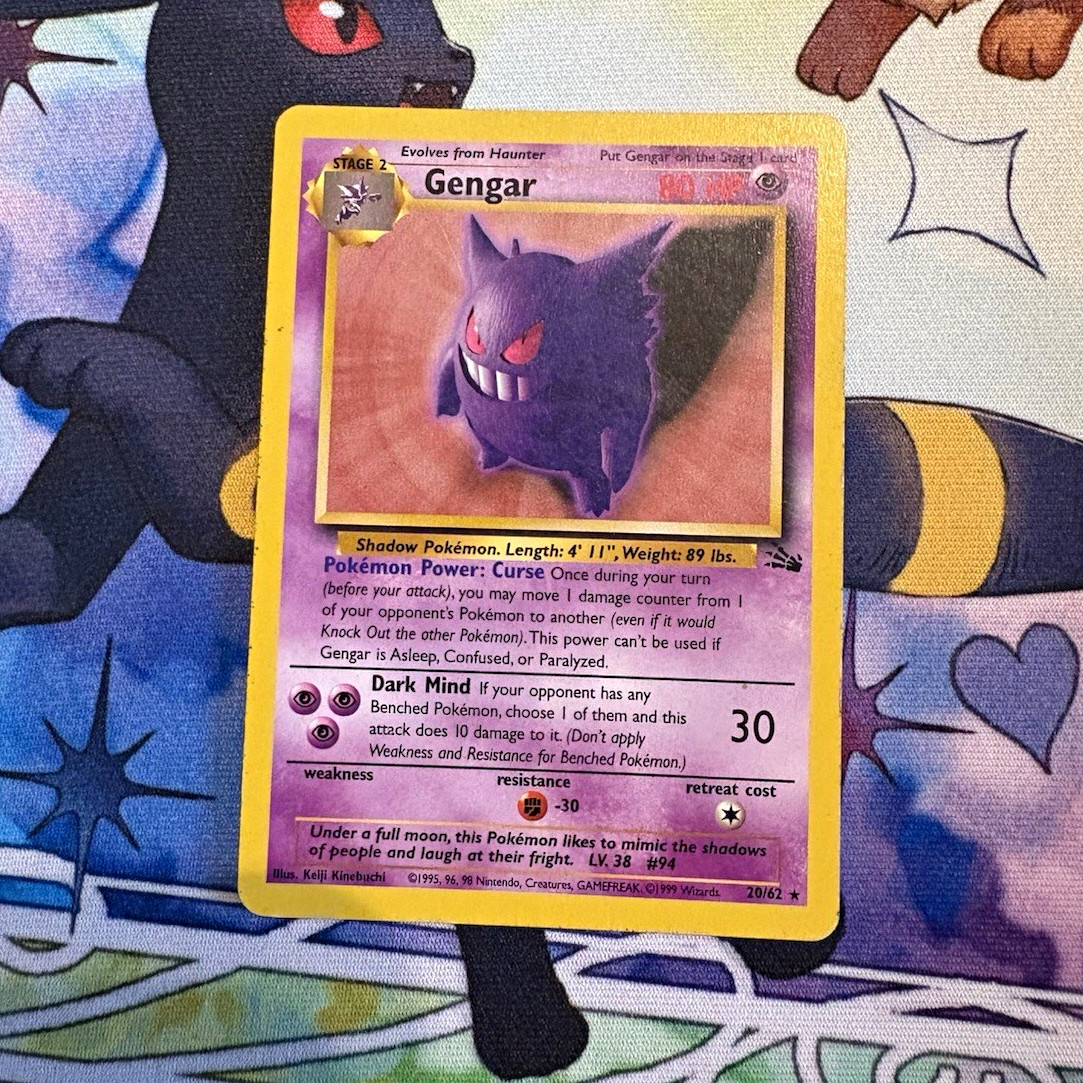 Wizards of the Coast Pokémon TCG Gengar Fossil Holo Rare 20/62 80 HP 1999