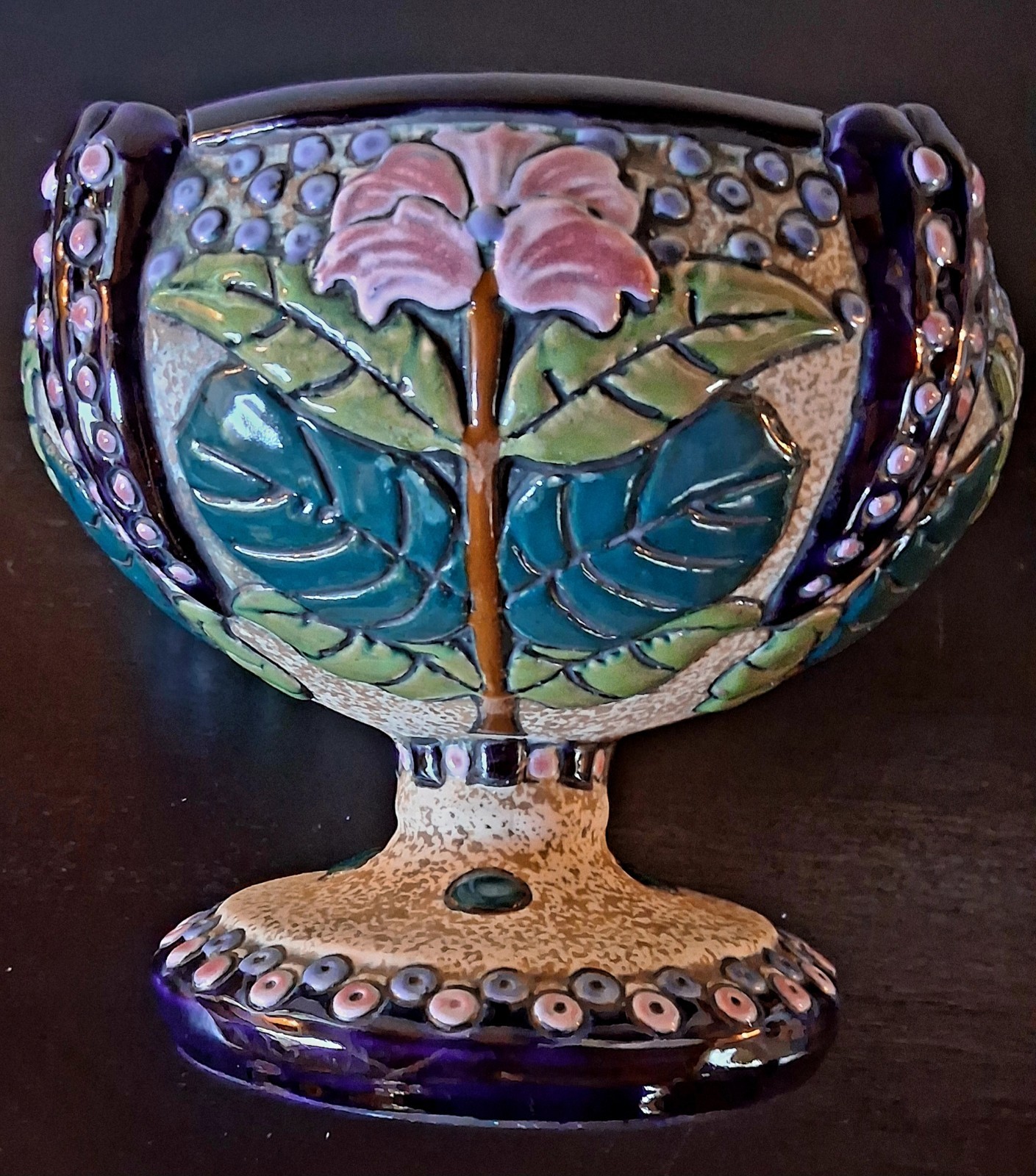 Antique Large  Amphora Art Pottery Console Bowl – Czechoslovakia Early 1900's