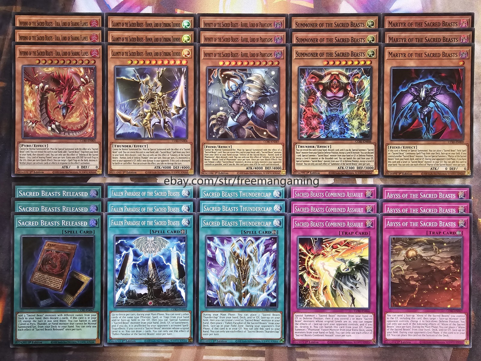 Yugioh Sacred Beasts Deck Core 30 card CORI Uria Hamon Raviel Summoner Released Yugioh Sacred Beasts Deck Core 30 card CORI Uria Hamon Raviel Summoner Released
